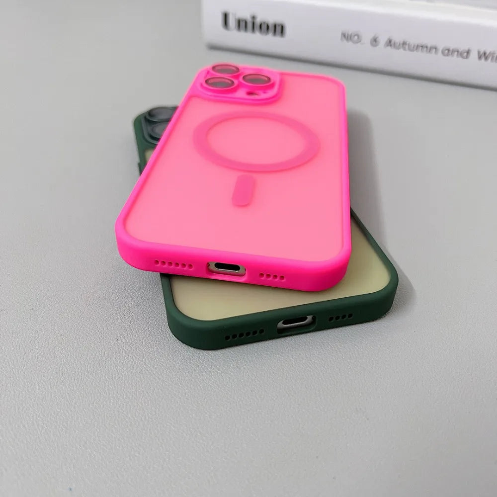 MagSafe Matte Translucent Armor Shockproof iPhone Case