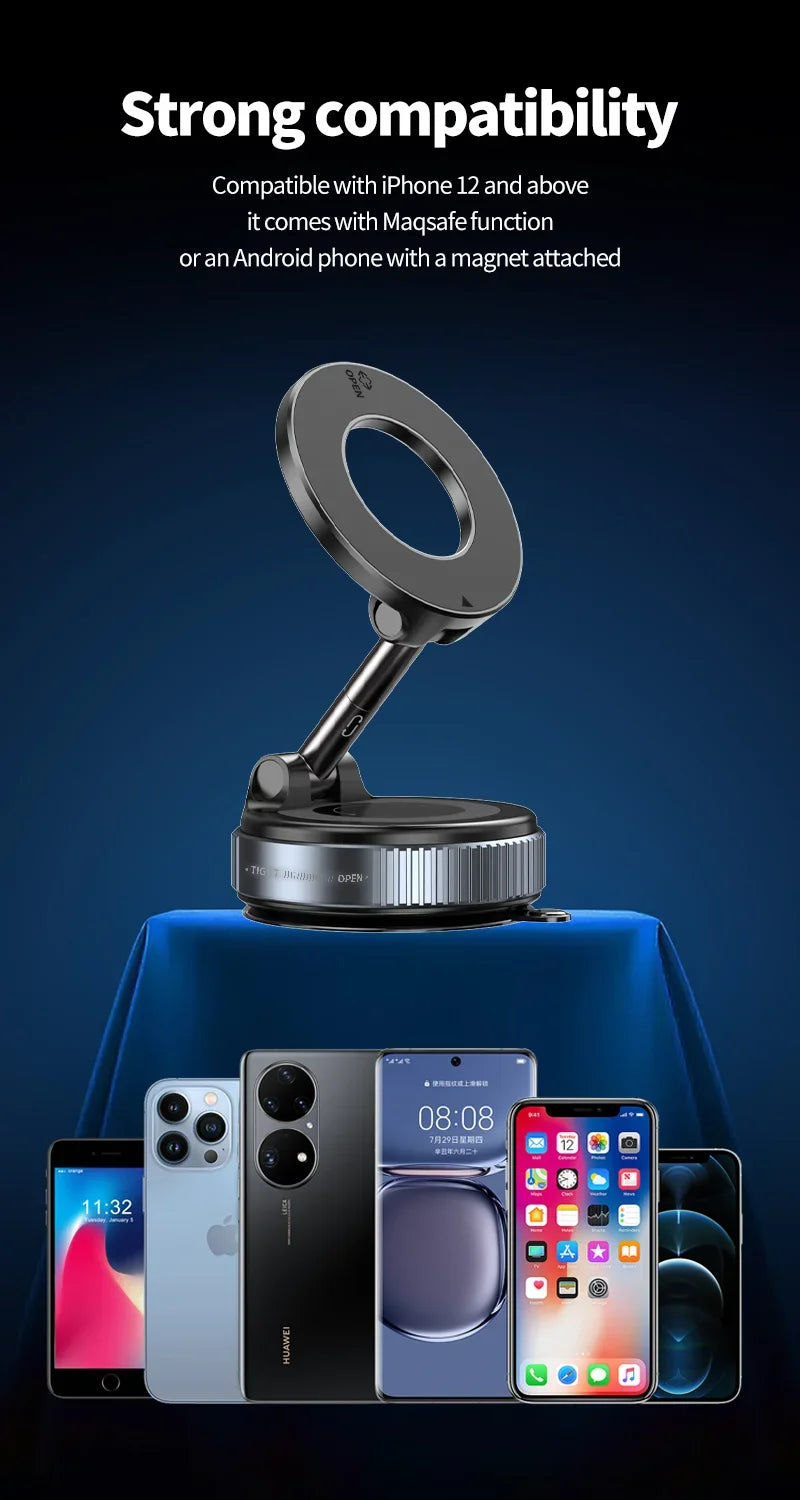 Rotating Magnetic Phone Holder with Vacuum Suction