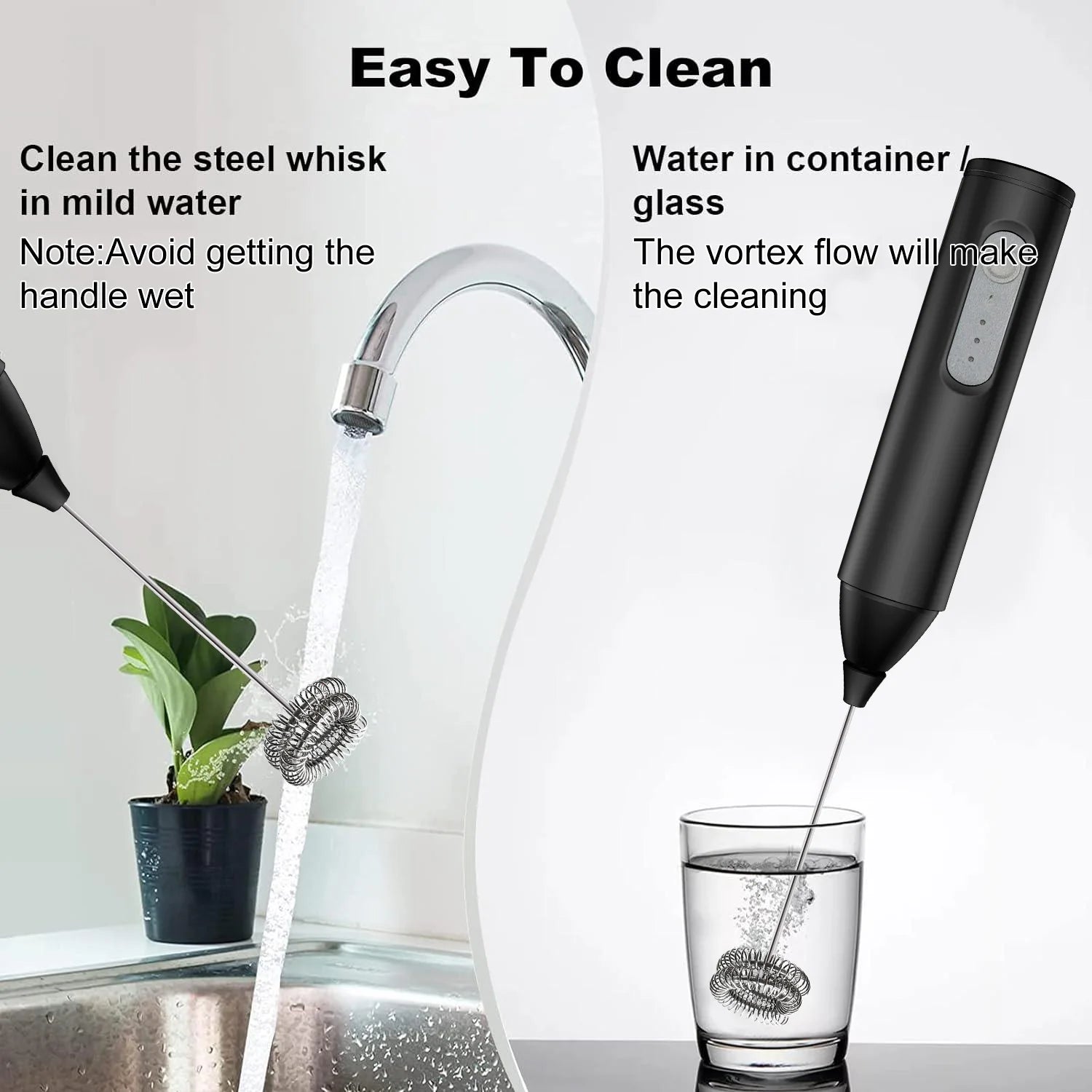 USB Rechargeable Milk Frother – 3 Speed Electric Coffee Whisk Foam Maker