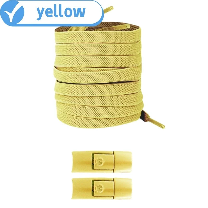 Elastic No-Tie Shoelaces with Lock Buckle (Flat 8mm Sneakers Laces)