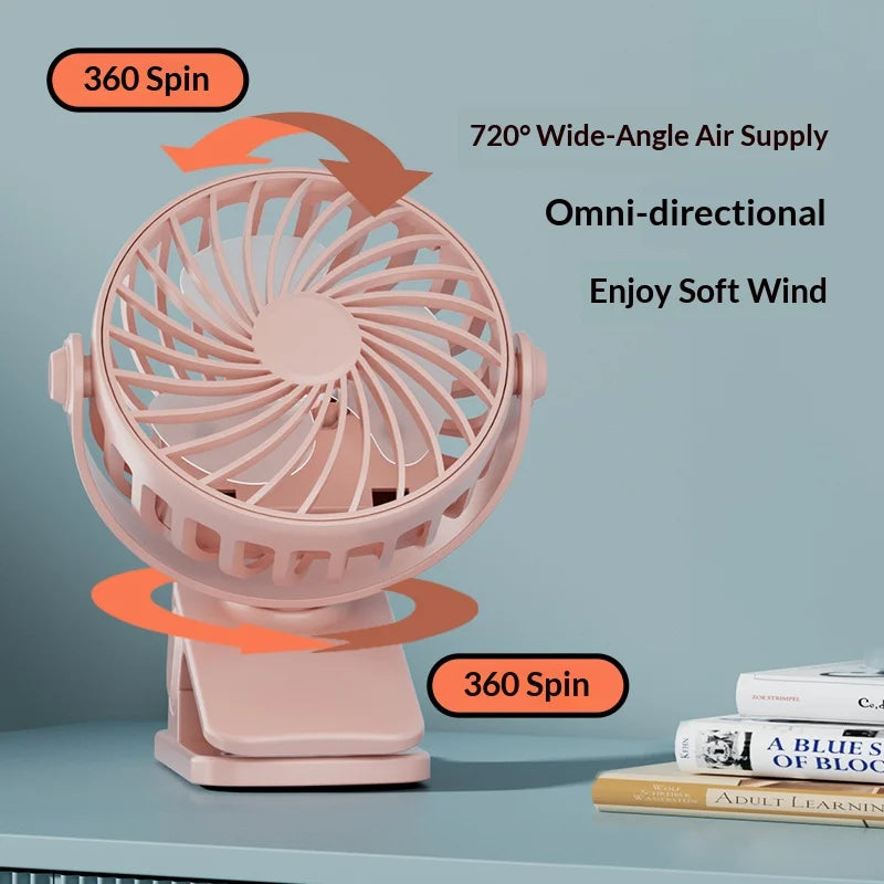 Portable Rechargeable Clip Fan with Night Light