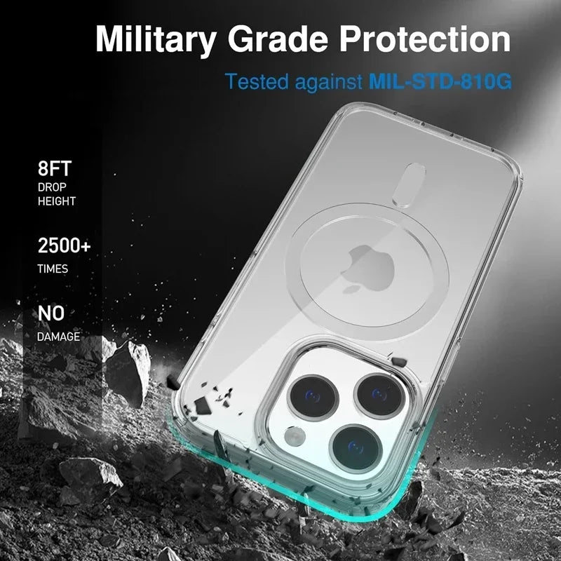 MagSafe Magnetic Clear Silicone iPhone Case (Shockproof Transparent Cover)
