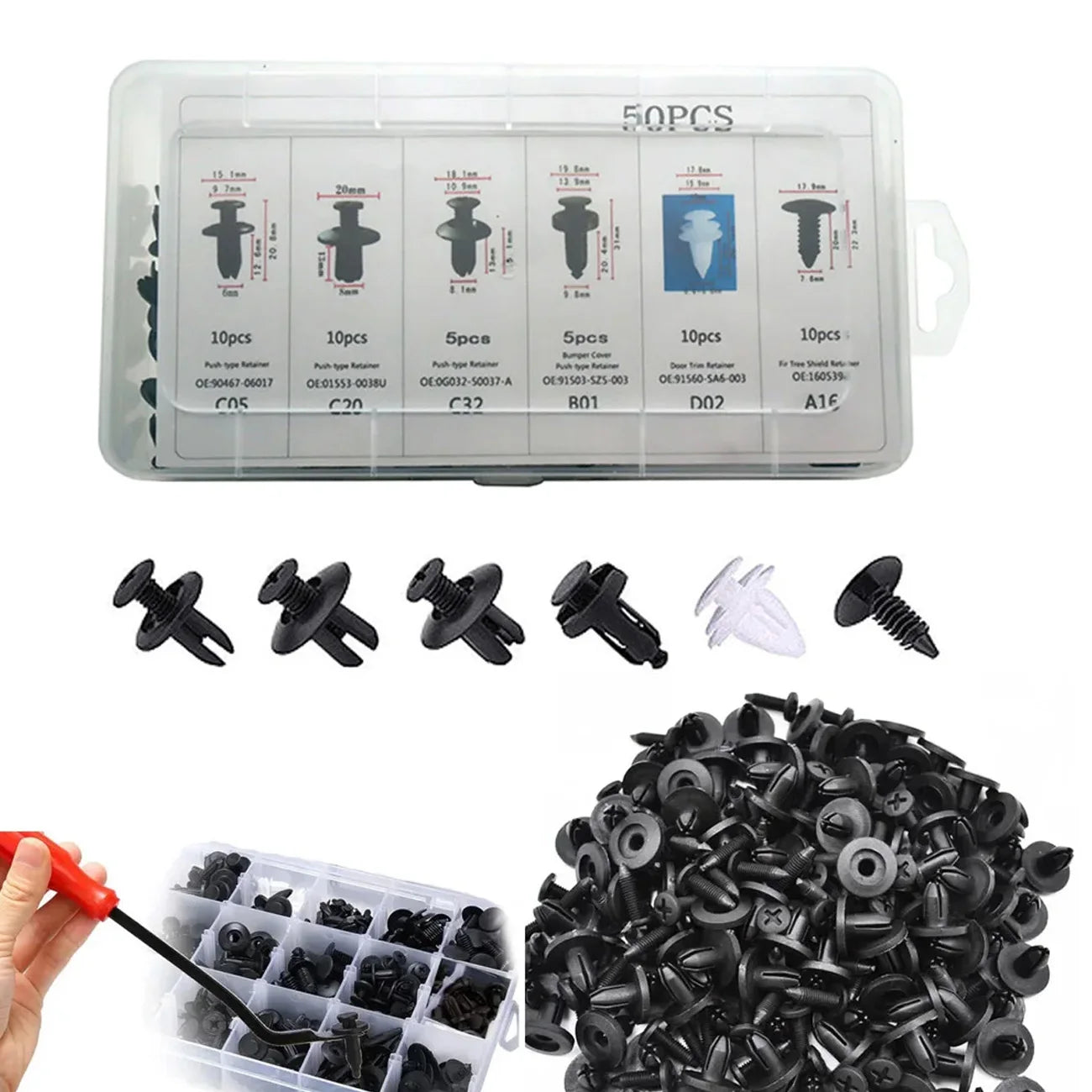 Universal Car Body Push Retainer Clip Kit (50/100pcs)