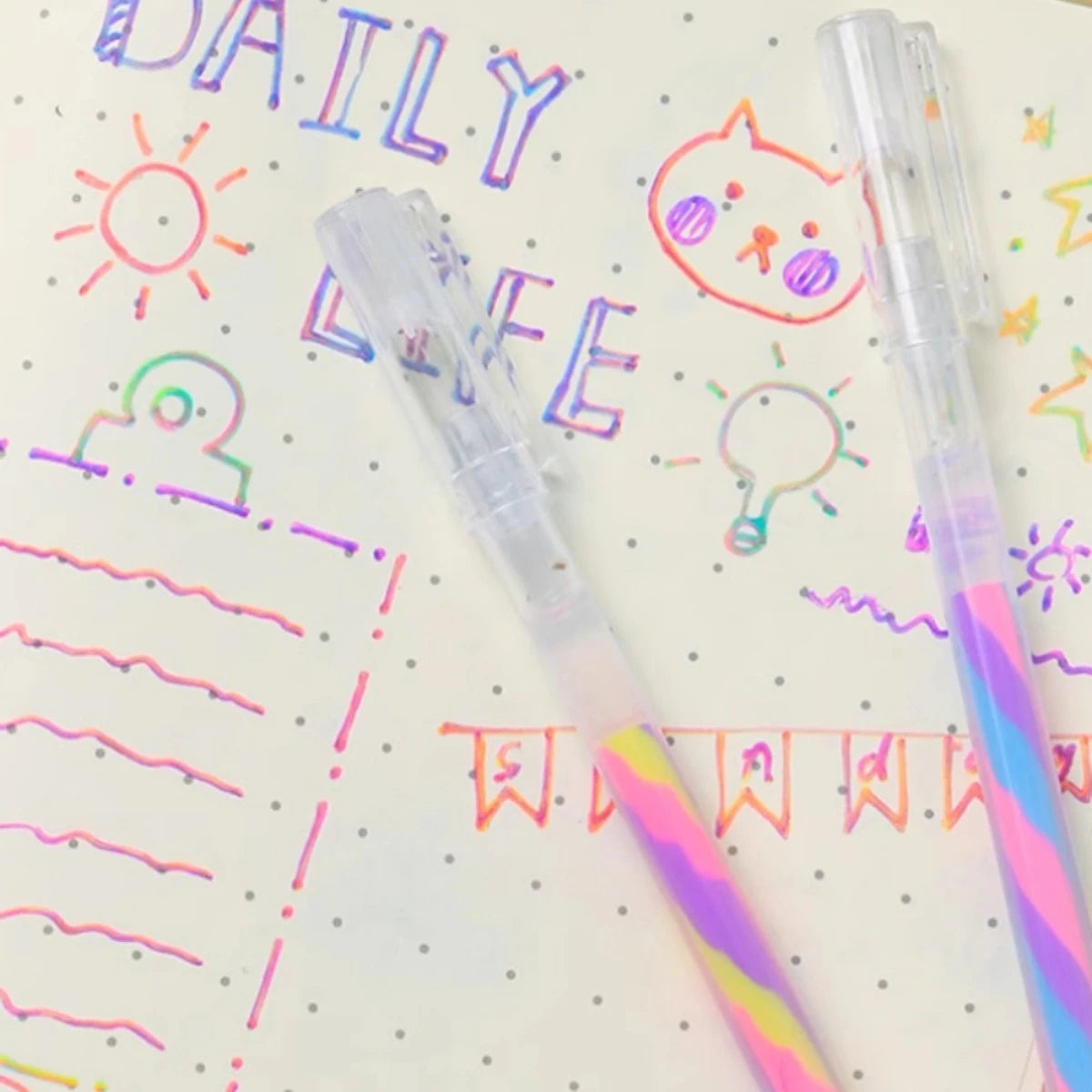 6pcs Glitter Gel Highlighter Pen Set (Smooth Writing & Vibrant Colors)