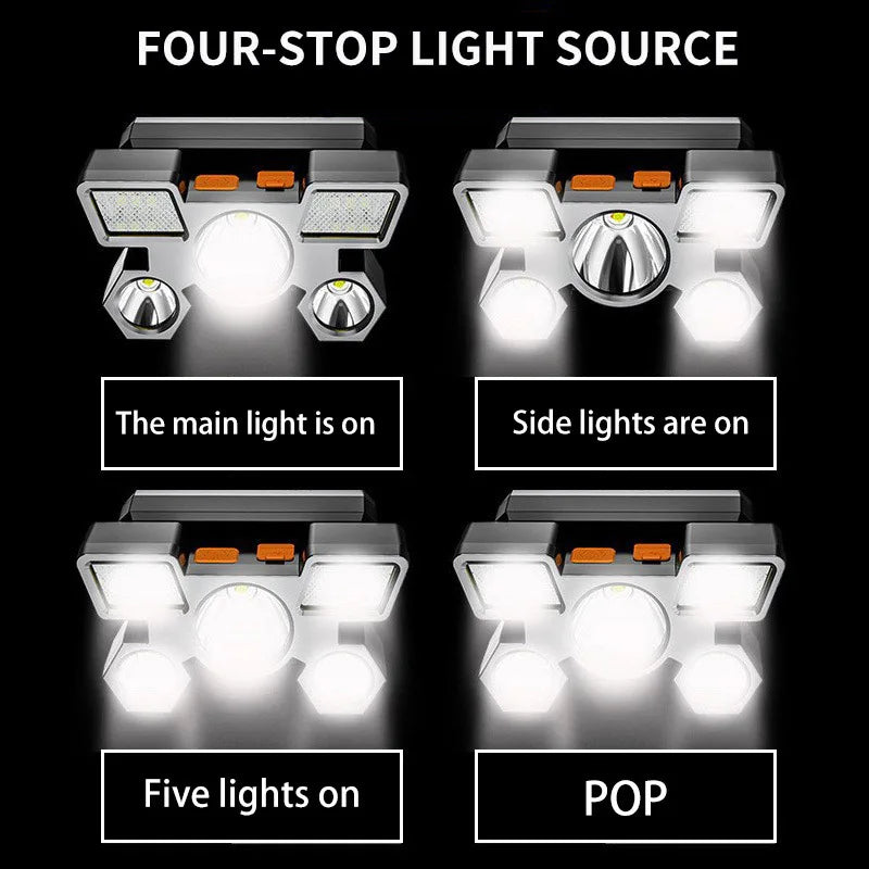 USB Rechargeable 5LED Headlamp