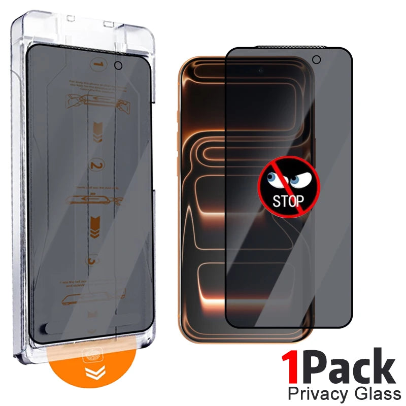 iPhone Tempered Glass Screen Protector (Privacy / Clear, 1–3 Pack, Optional Installation Kit)