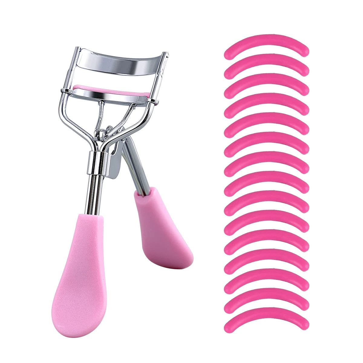Portable Eyelash Curler with Silicone Pads (Stainless Steel Lash Curling Tool)