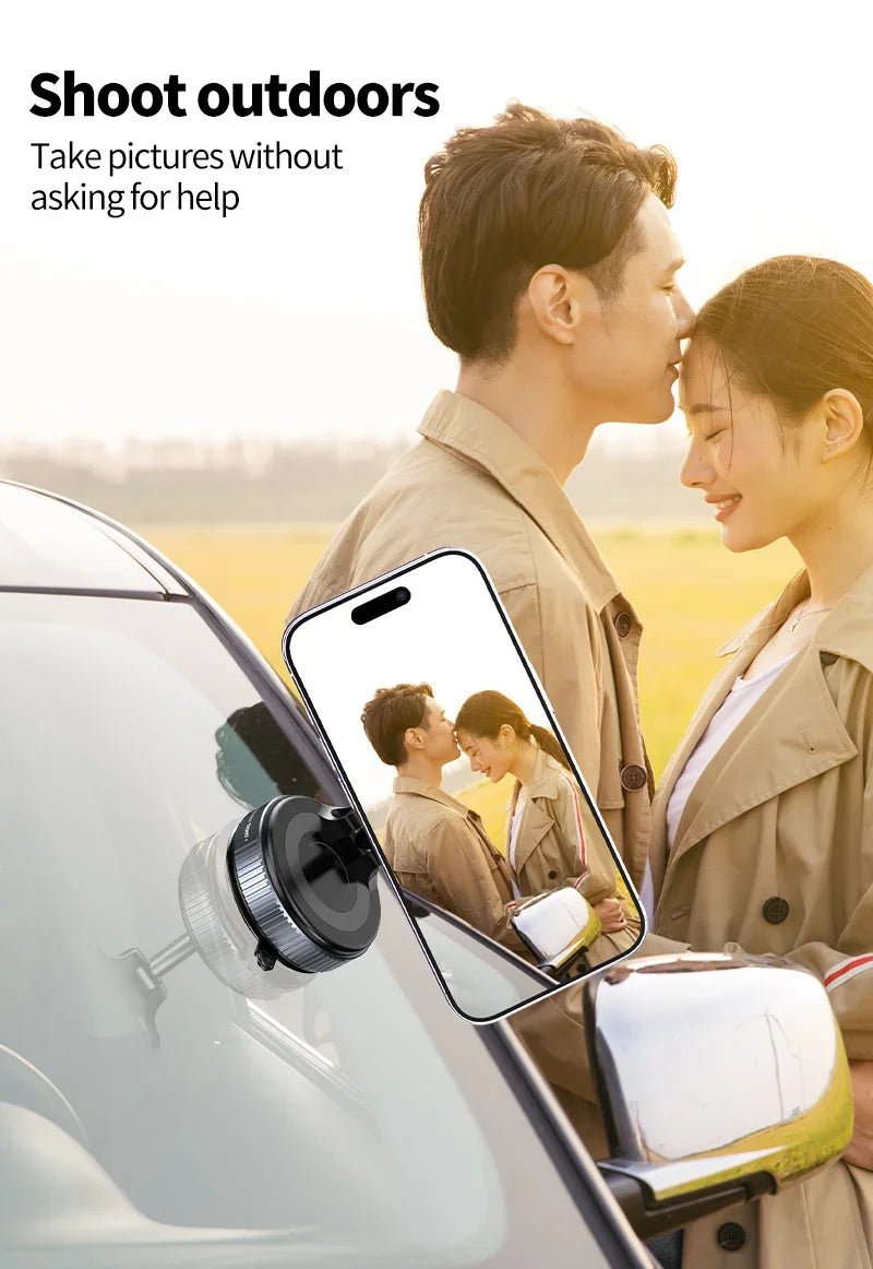 Rotating Magnetic Phone Holder with Vacuum Suction
