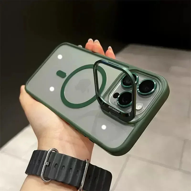 MagSafe Transparent Shockproof iPhone Case with Stand