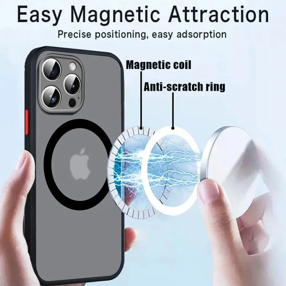 MagSafe Matte Armor Shockproof iPhone Case (Magnetic Wireless Charging Cover)