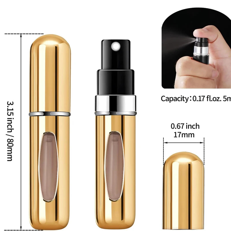 Portable Perfume Atomizer 5ml – Refillable Travel Spray Bottle (1/4 Pack)