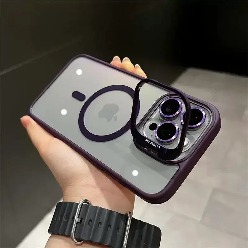 MagSafe Transparent Shockproof iPhone Case with Stand