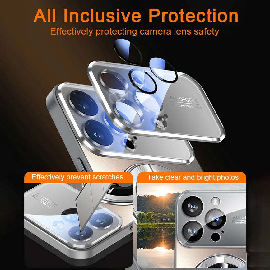 Luxury Glass Camera MagSafe Magnetic iPhone Case