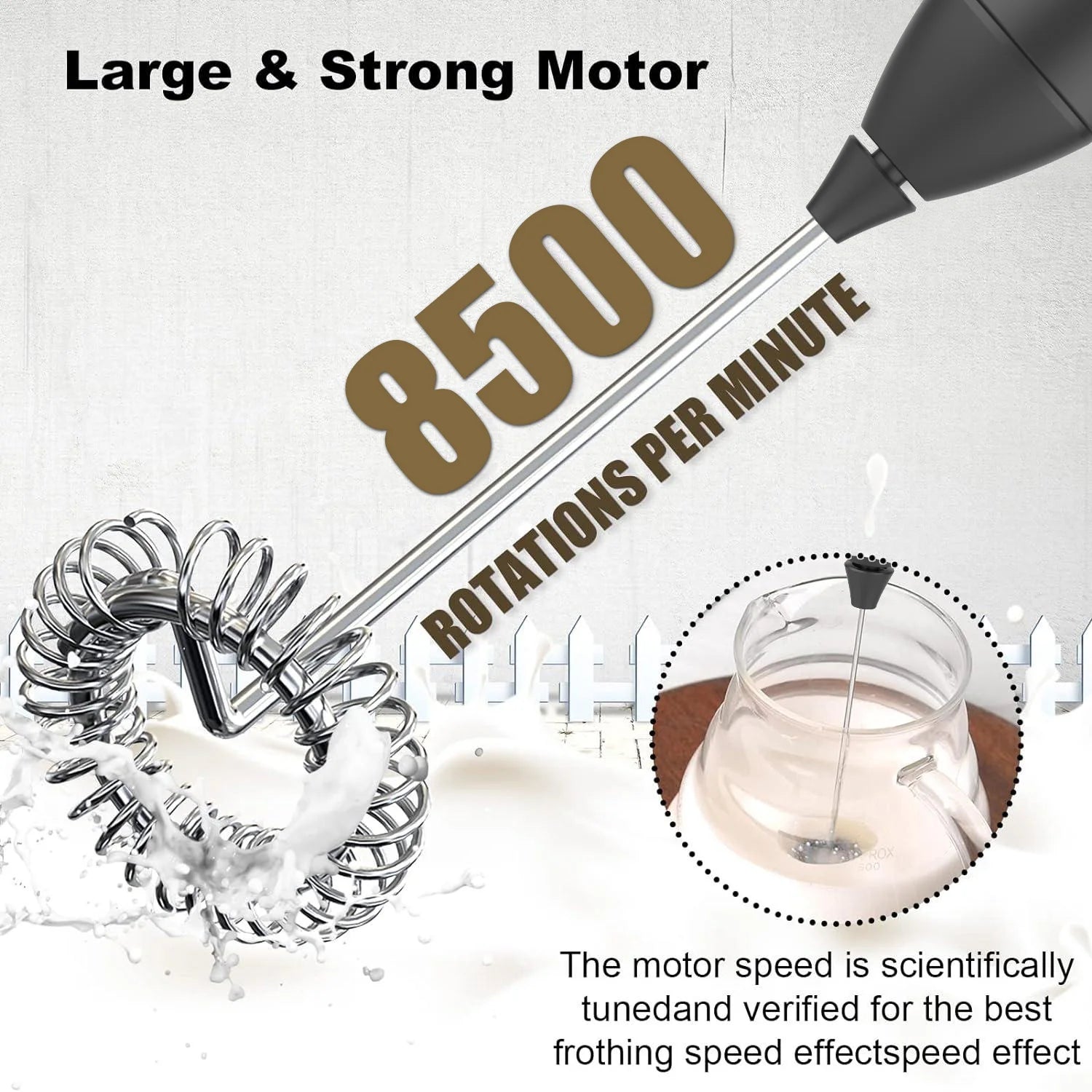 USB Rechargeable Milk Frother – 3 Speed Electric Coffee Whisk Foam Maker