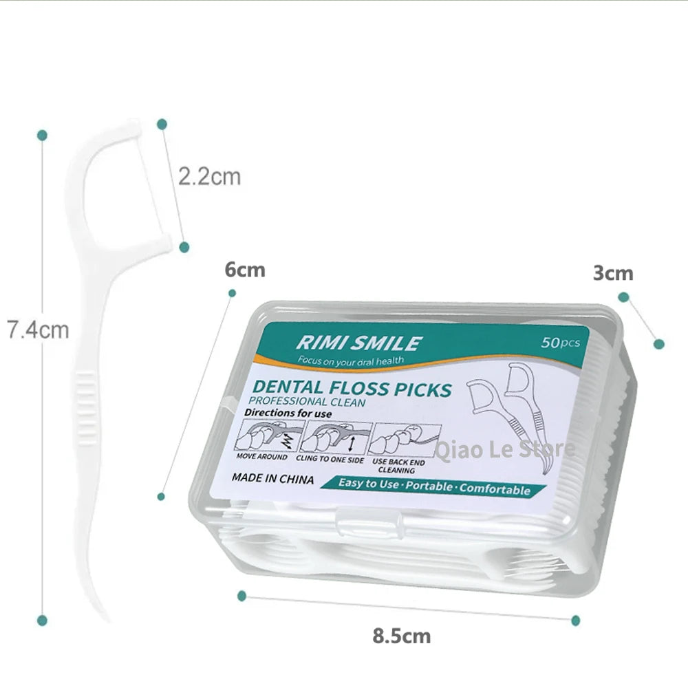 Portable Disposable Dental Floss Picks (50pcs Box)