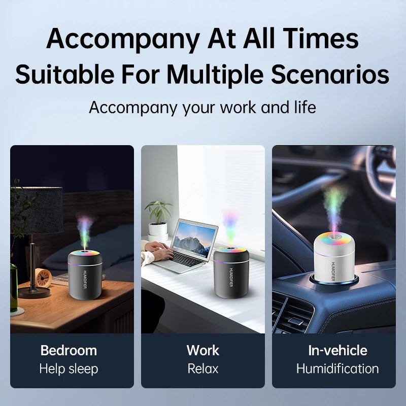 USB Mini Air Humidifier 180ml – Portable Aroma Diffuser with LED Light