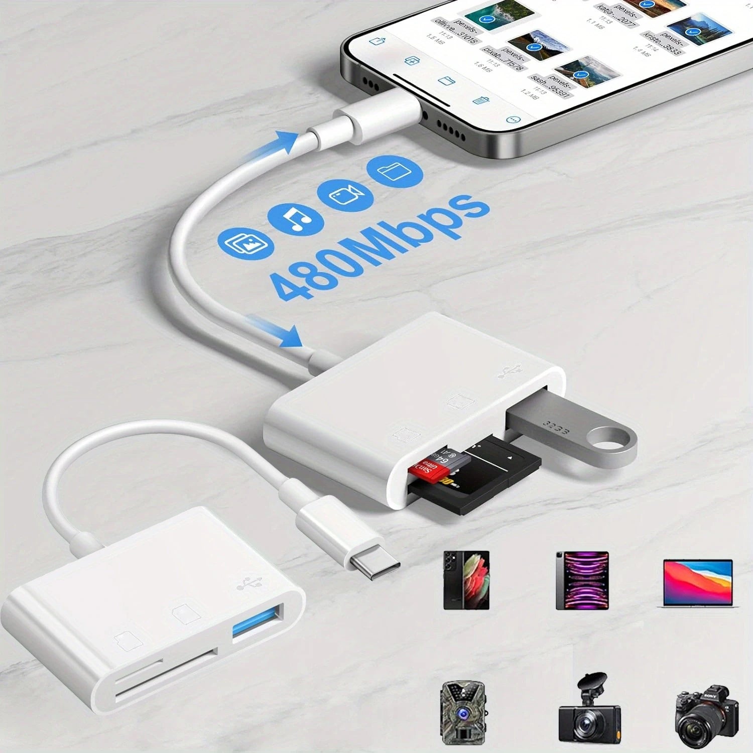 3-in-1 USB-C SD/TF Card Reader Adapter
