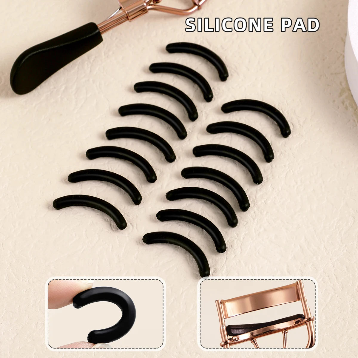 Portable Eyelash Curler with Silicone Pads (Stainless Steel Lash Curling Tool)