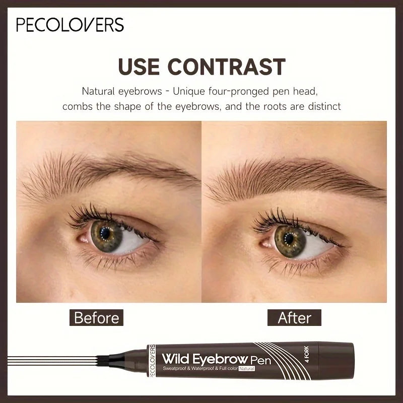 4-Prong Waterproof Eyebrow Tattoo Pen (Long-Lasting Natural Brow Makeup)