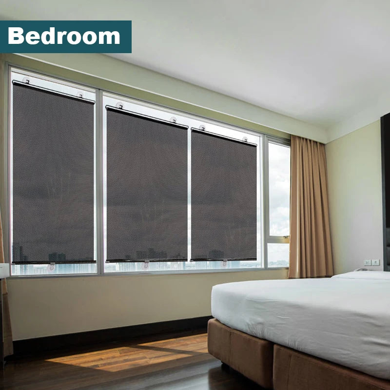 Retractable Blackout Roller Blinds with Suction Cups