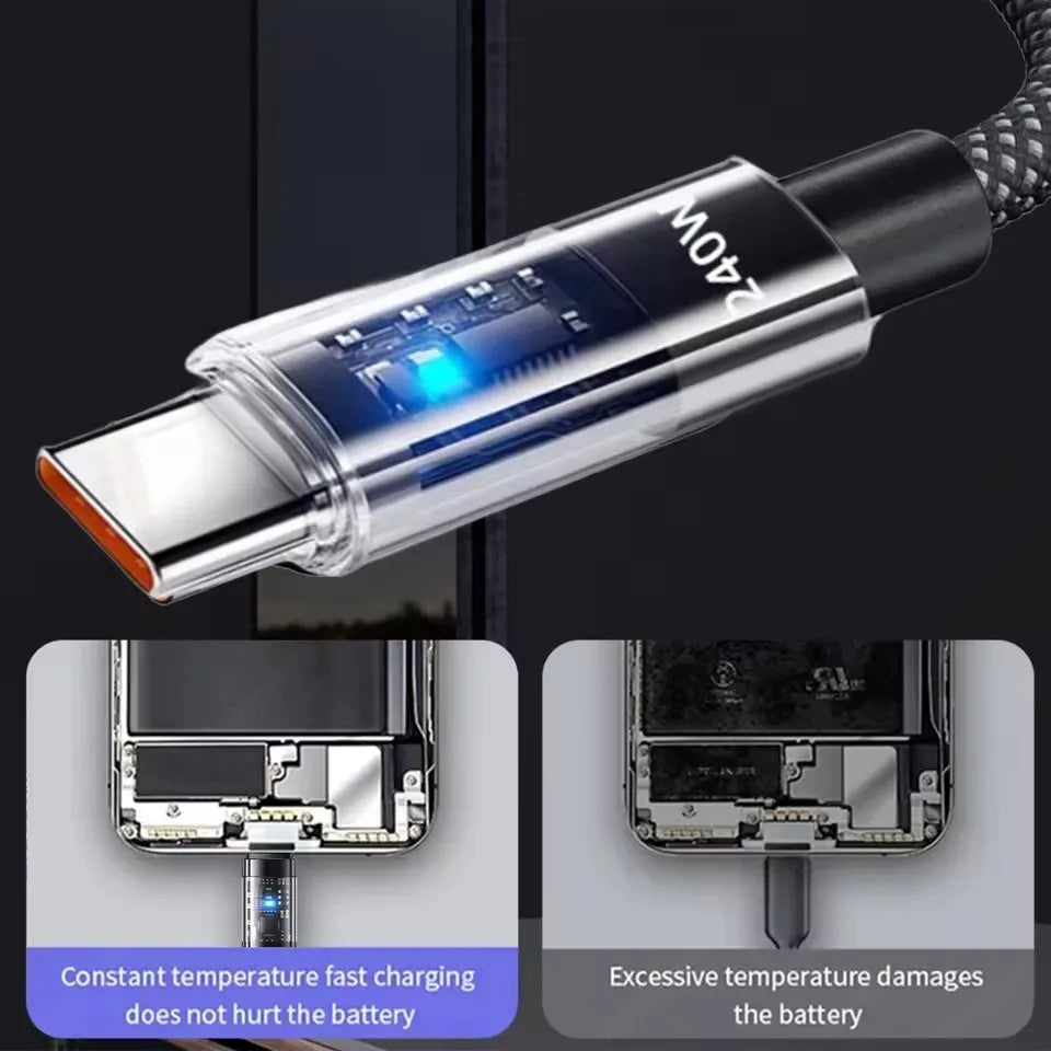240W USB-C Fast Charging Cable with LED Display