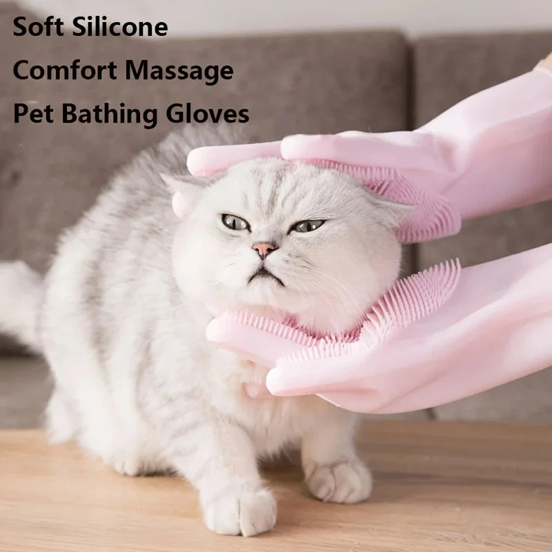 Pet Grooming Gloves (Silicone Deshedding & Bath Brush)