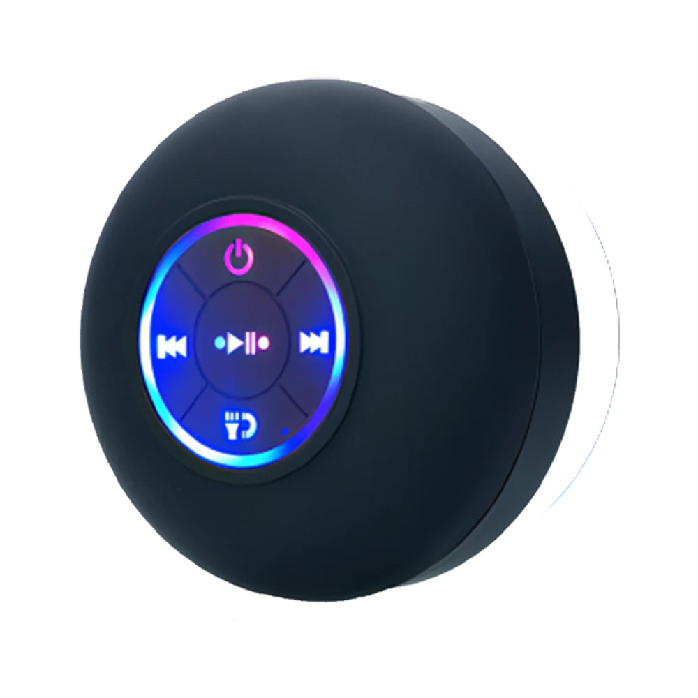 Portable Waterproof Bluetooth Speaker with LED Light & Suction Cup