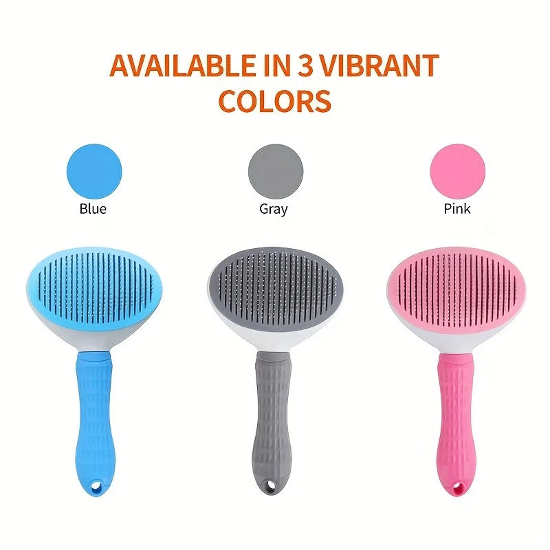 One-Click Pet Hair Removal Brush (Self-Cleaning Slicker Comb)