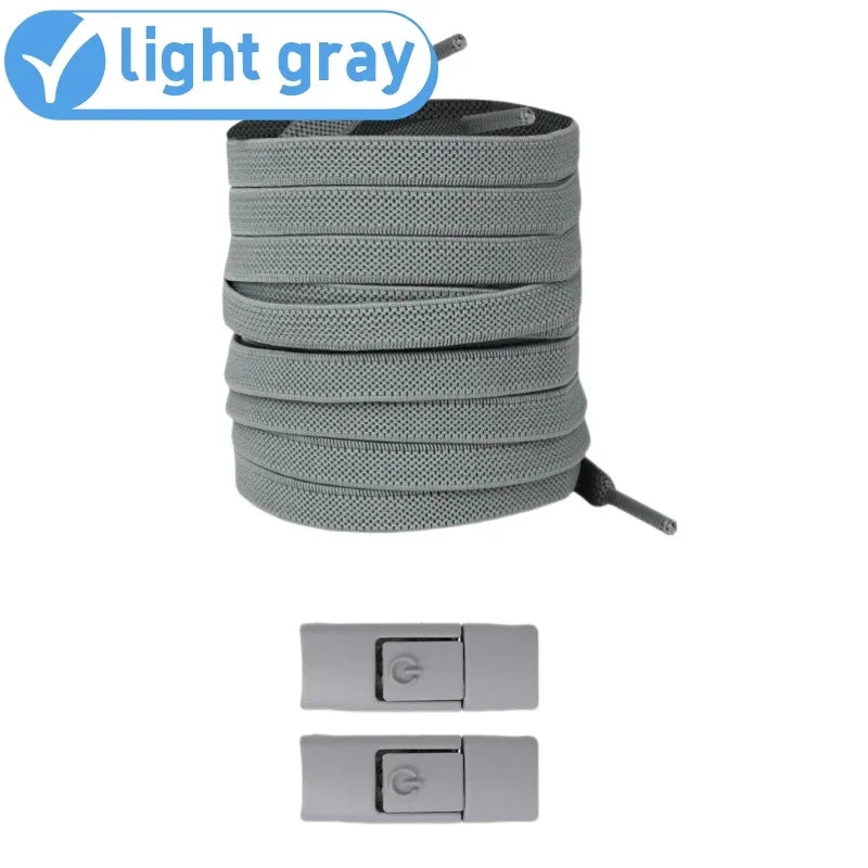Elastic No-Tie Shoelaces with Lock Buckle (Flat 8mm Sneakers Laces)