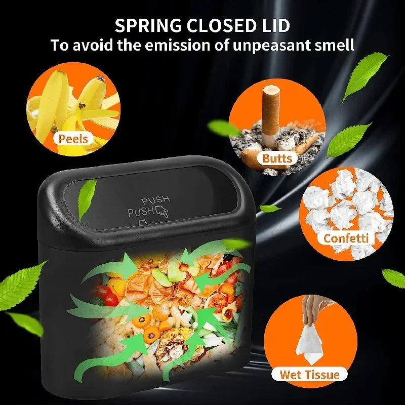 Mini Car Trash Can with Lid (Leak-Proof Auto Bin)