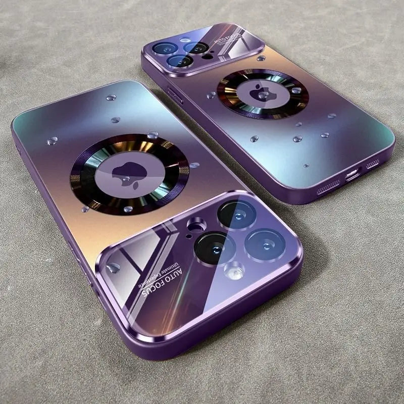 Luxury Glass Camera MagSafe Magnetic iPhone Case