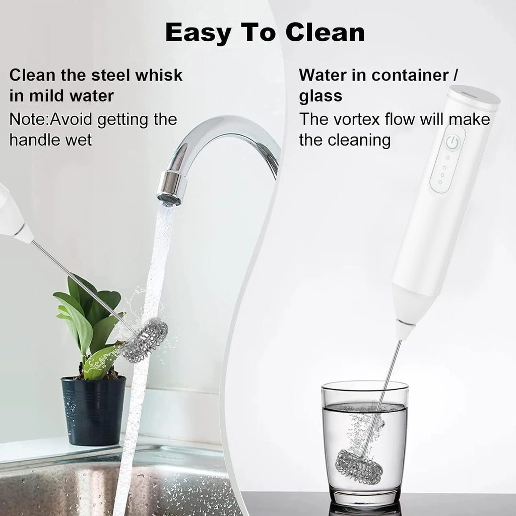 USB Rechargeable Milk Frother – 3 Speed Electric Coffee Whisk Foam Maker