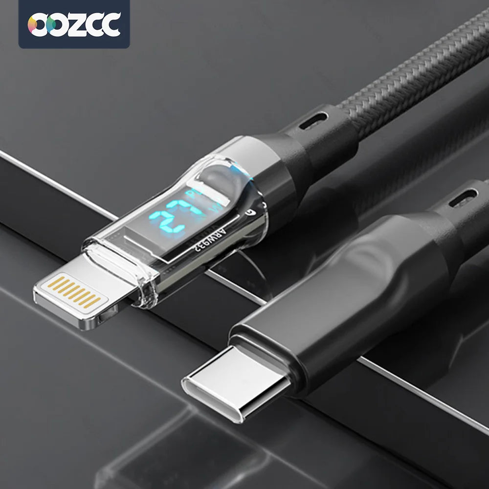 PD 27W Fast Charging Cable with LCD Display for iPhone