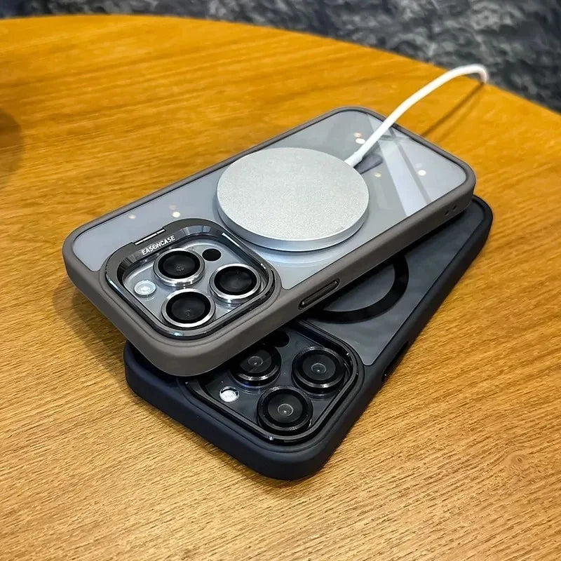 MagSafe Transparent Shockproof iPhone Case with Stand