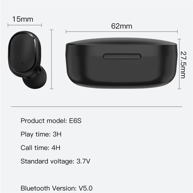 E6S TWS Wireless Bluetooth Earbuds