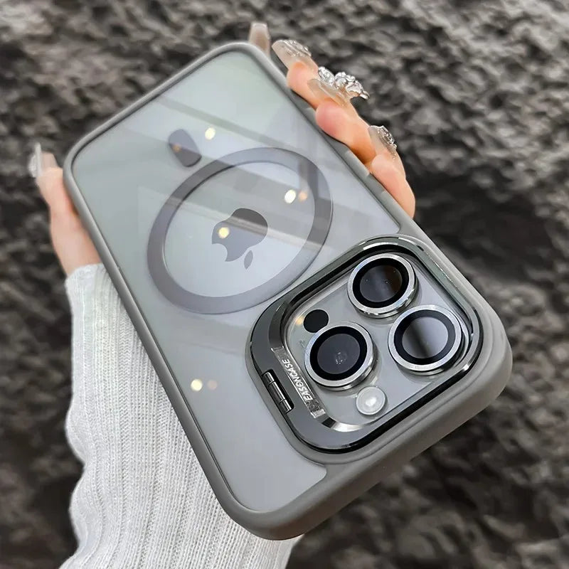 MagSafe Transparent Shockproof iPhone Case with Stand