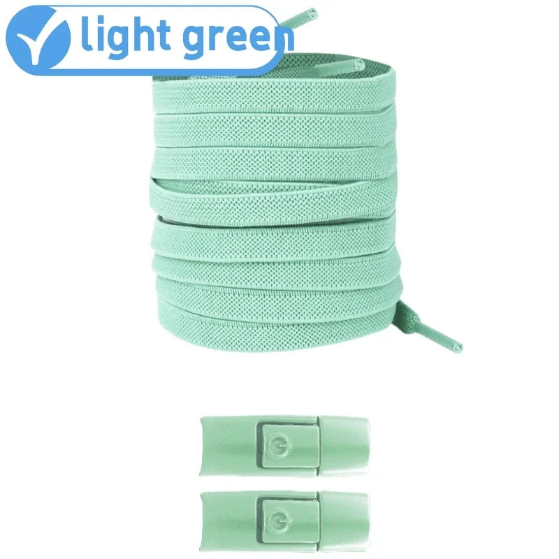 Elastic No-Tie Shoelaces with Lock Buckle (Flat 8mm Sneakers Laces)