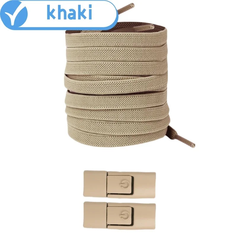 Elastic No-Tie Shoelaces with Lock Buckle (Flat 8mm Sneakers Laces)