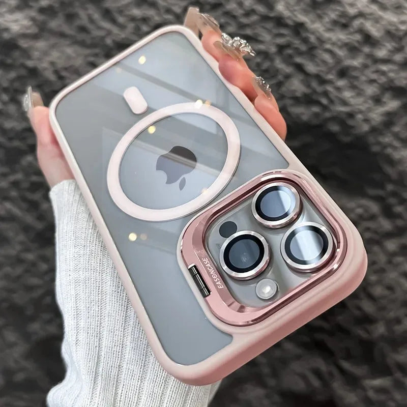 MagSafe Transparent Shockproof iPhone Case with Stand