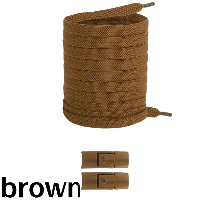 Elastic No-Tie Shoelaces with Lock Buckle (Flat 8mm Sneakers Laces)