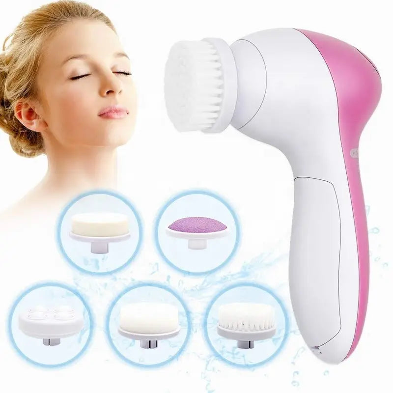 5-in-1 Electric Facial Cleansing Brush & Skin Care Massager