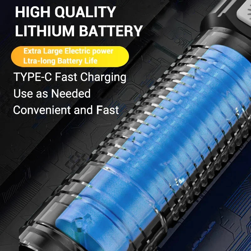 2000LM Tactical LED Flashlight with Display & Power Bank