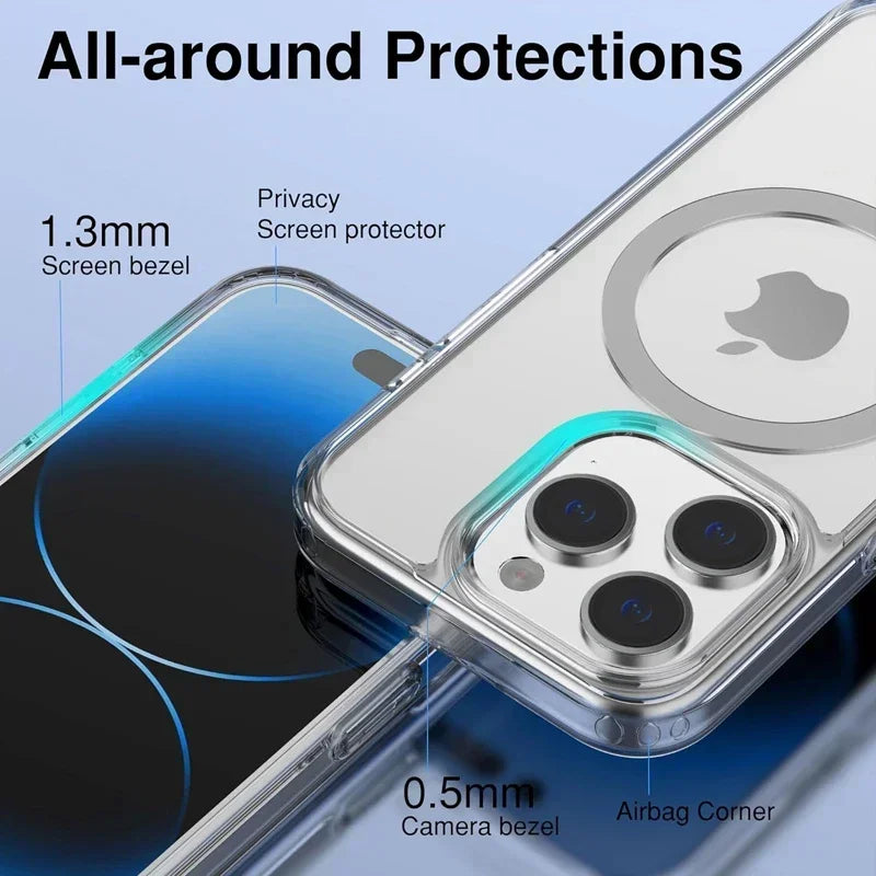 MagSafe Magnetic Clear Silicone iPhone Case (Shockproof Transparent Cover)