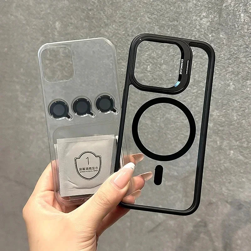 MagSafe Transparent Shockproof iPhone Case with Stand