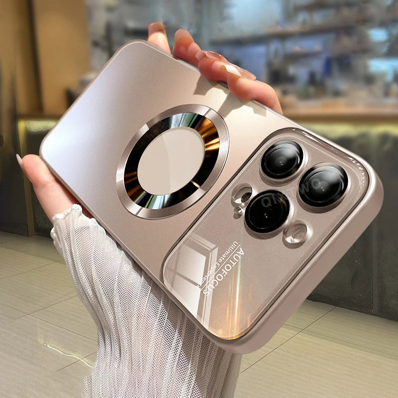 Luxury Glass Camera MagSafe Magnetic iPhone Case