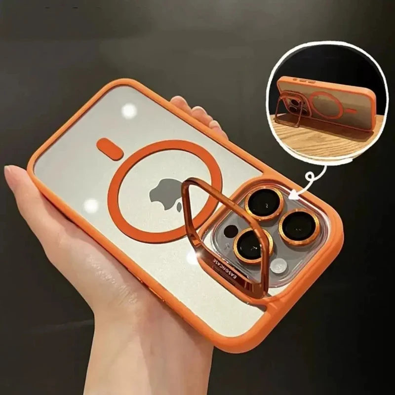 MagSafe Transparent Shockproof iPhone Case with Stand