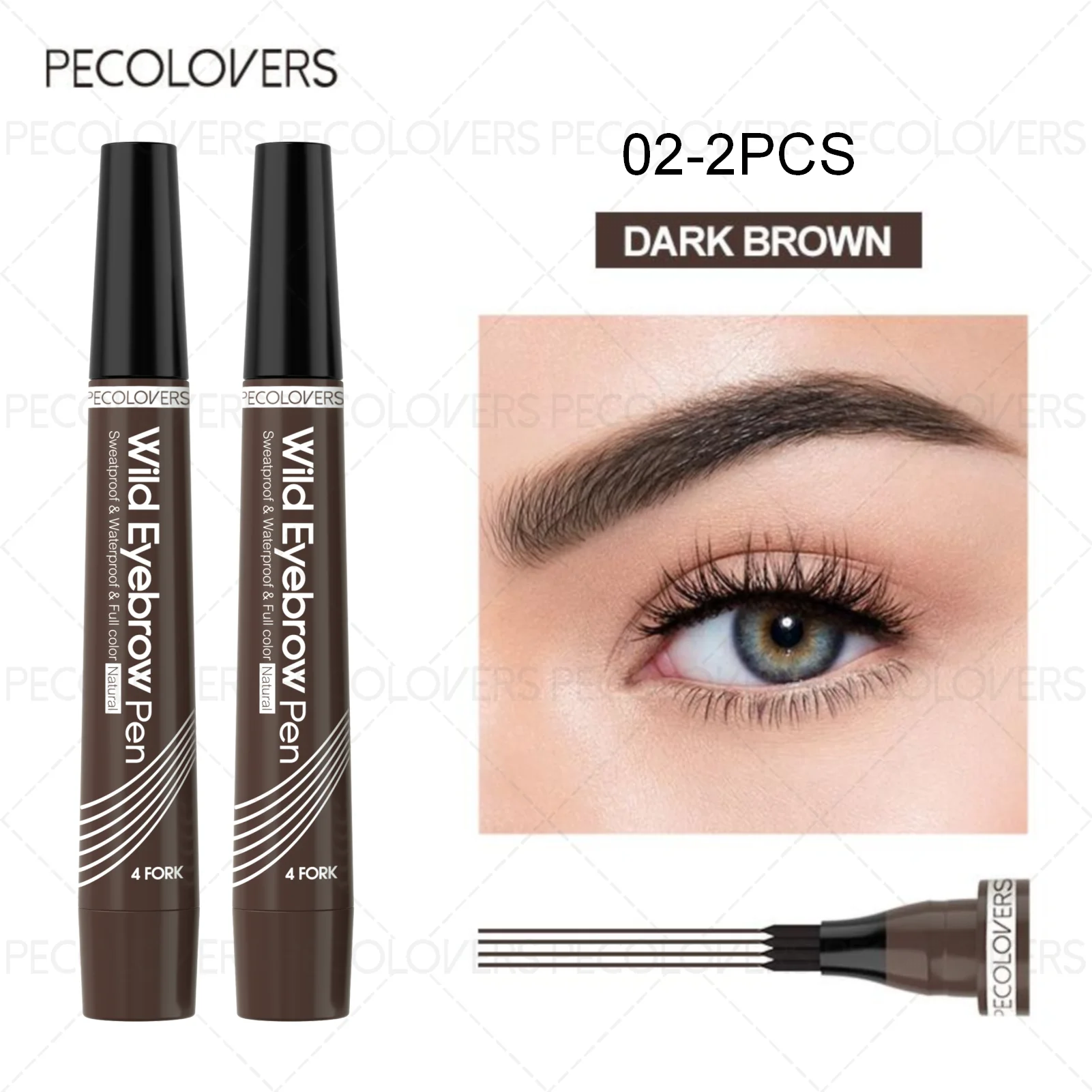 4-Prong Waterproof Eyebrow Tattoo Pen (Long-Lasting Natural Brow Makeup)