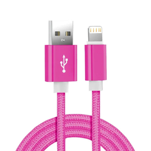 Metal Nylon Braided USB Fast Charging Cable for iPhone & iPad (1m / 2m / 3m)