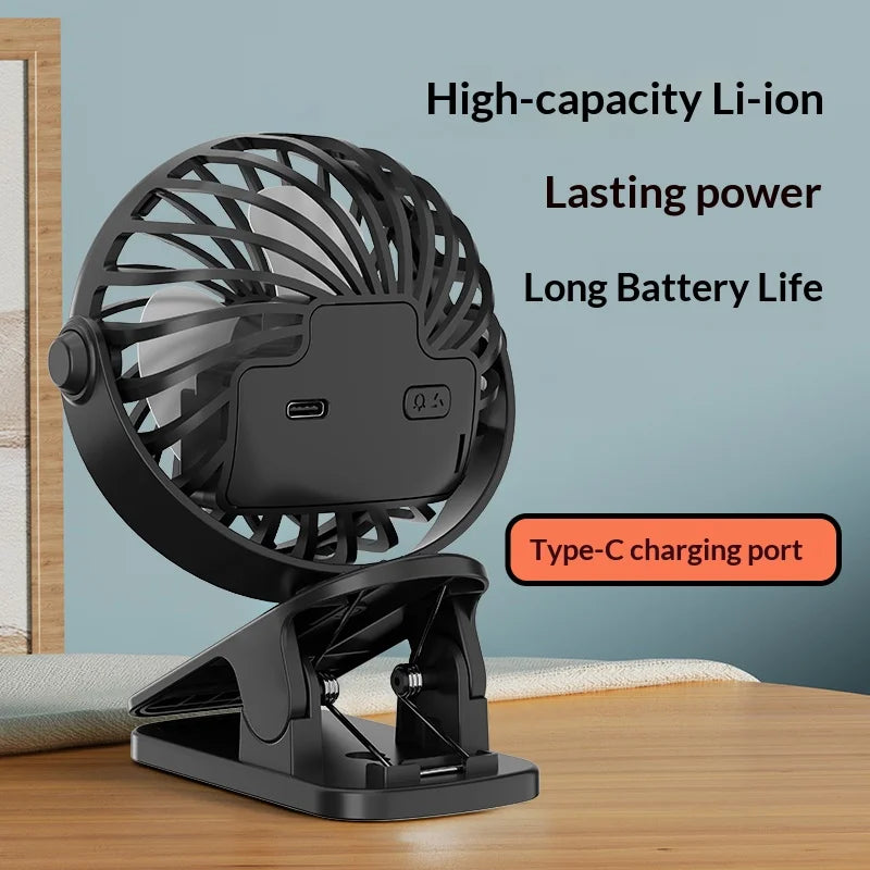 Portable Rechargeable Clip Fan with Night Light