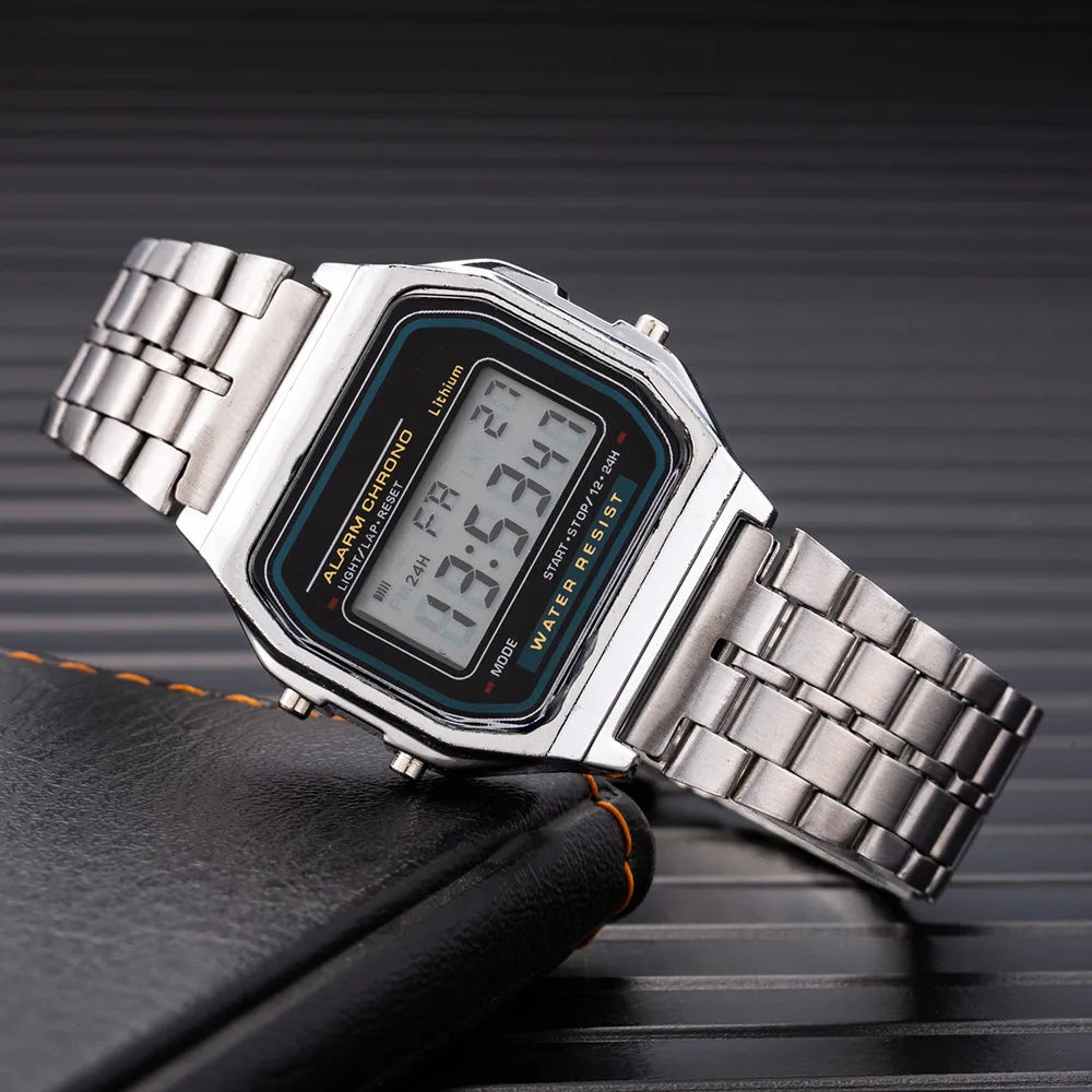 Luxury Stainless Steel LED Digital Watch for Men
